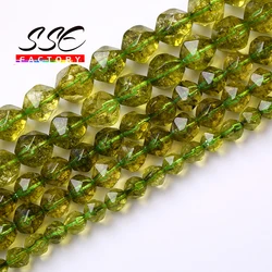 A+ Faceted Green Peridot Crystal Quartz Beads Natural Stone Loose Beads For Jewelry Making DIY Bracelet Accessories 6 8 10mm 15