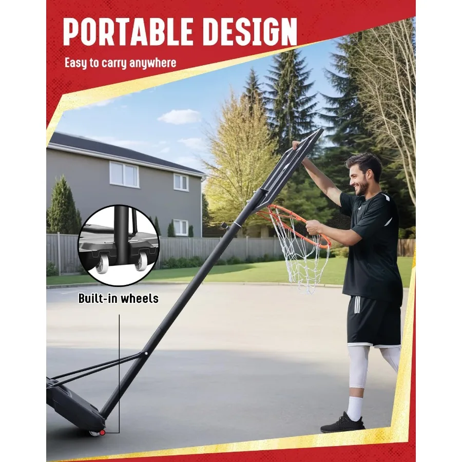 Cesta de basquete ao ar livre indoor 40 29 polegadas placa traseira 10 7 pés 10sQuickAdjust cesta de basquete portátil para adultos família em Poolsid