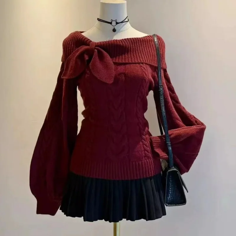 Preppy Style Sweet Knitted Sweater 2000s Aesthetic Gyaru Chic  New Autumn Korean Y2k Jumper Long Sleeve Coquette Knitwear