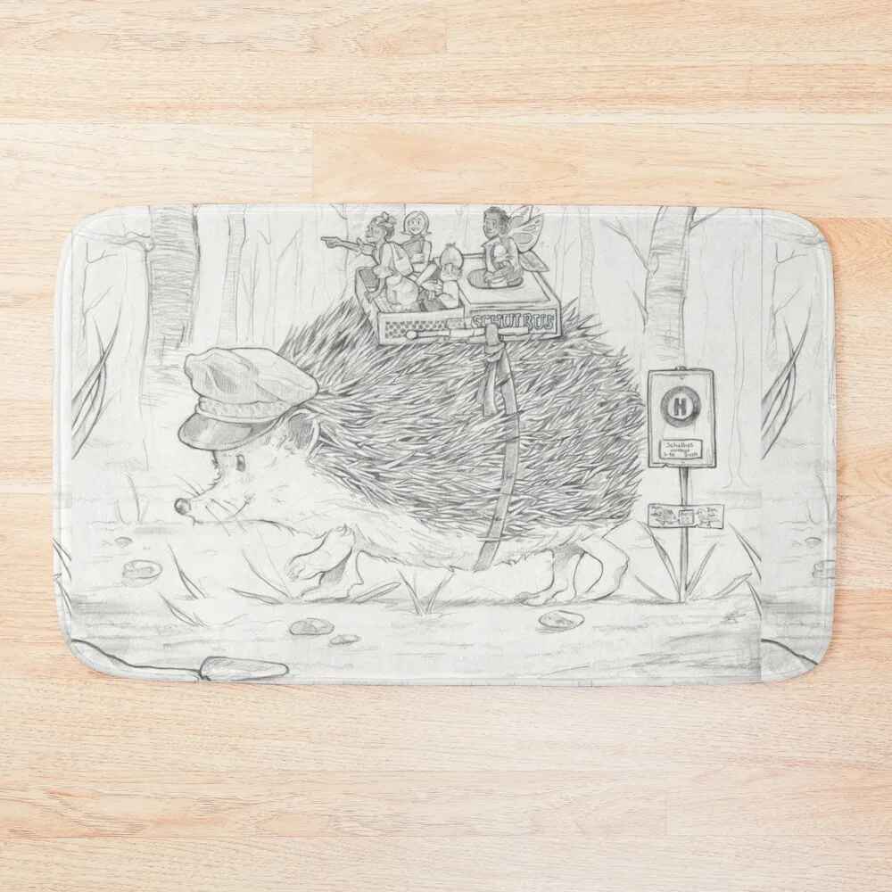 

Hedgehog school bus Bath Mat Bath Accessories Quick-Drying Bathroom Showers Carpet Bathroom Mat