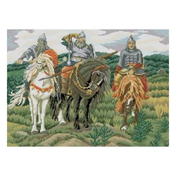 Amishop High Quality Lovely Counted Cross Stitch Kit Three Hero Heros And Horse General Fleece