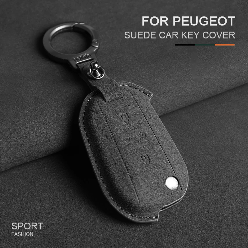 

For Peugeot 3008 208 308 508 408 2008 307 4008 For Citroen C4 C4L CACTUS C3 C6 C8 Suede Car Key Case Full Cover Protector Holder
