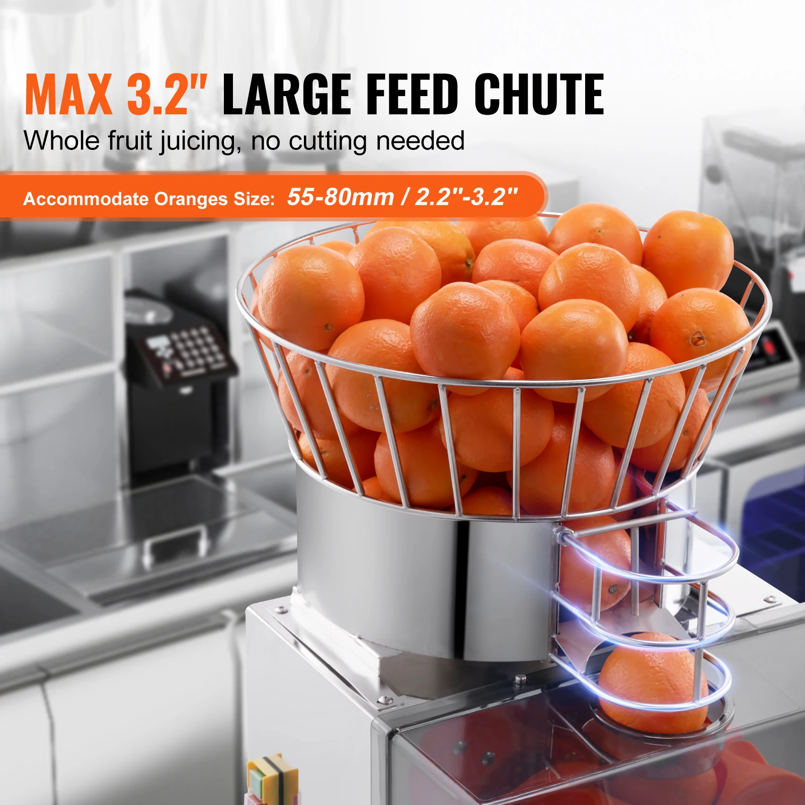 SucceBuy Commercial Orange Juicer Machine Automatic Juice Extractor Stainless Steel Orange Squeezer  with Pull-Out Filter Box﻿