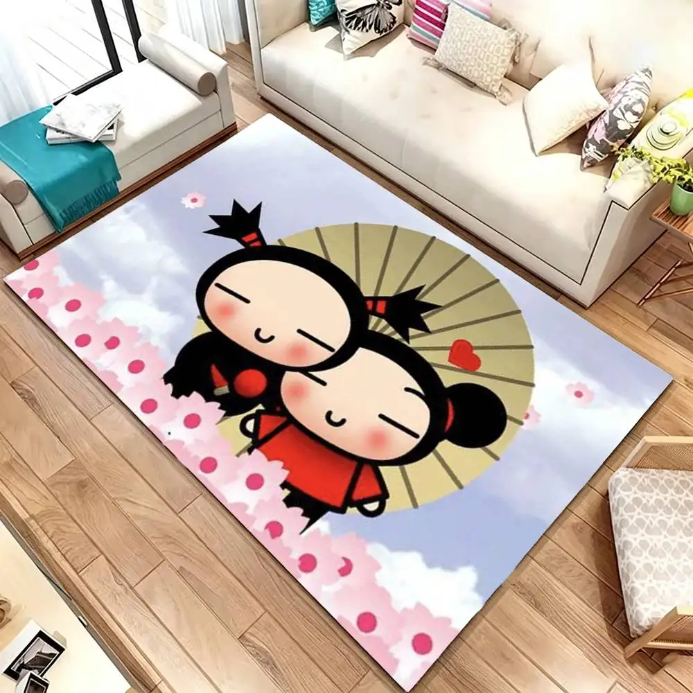 Cute Cartoon Pucca Garu Floor Mat Rugs Soft Bedroom Floor Anti-skid Household Carpets