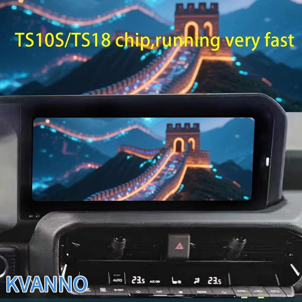 مشغل وسائط متعددة عالمي بشاشة 12.3 بوصة، يدعم نظامي التشغيل أندرويد أوتو، متوافق مع تويوتا برادو LC250 موديل 2024 و2025، مزود بنظام ملاحة GPS وراديو وشبكة 4G.