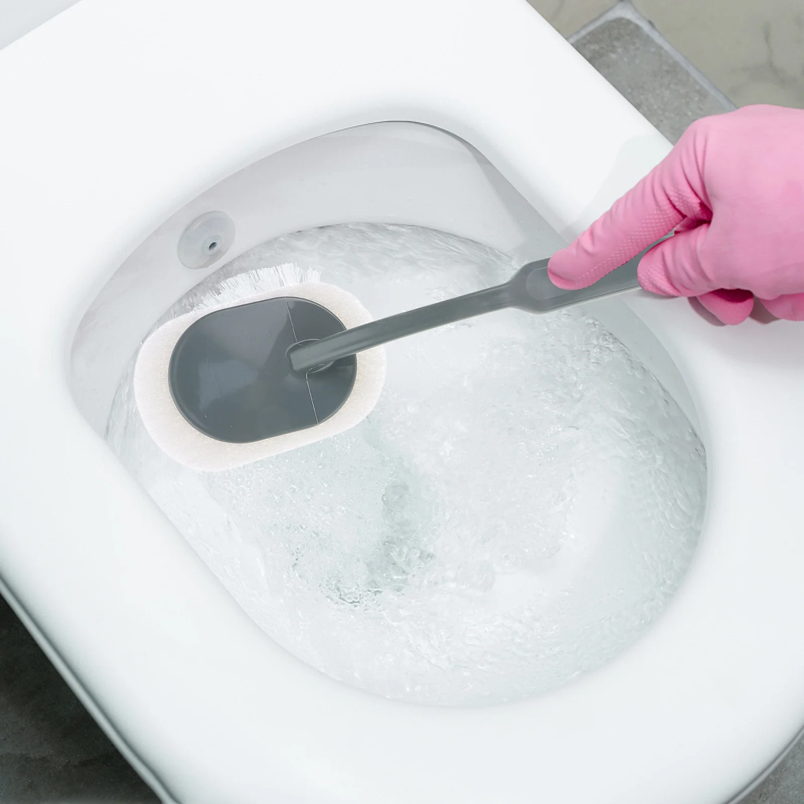 

4Pcs Cleaning Brushes Long Handle Scouring Pad Bathroom Toilet Scrubber Floor Bathtub Closestool Hanging Replaceable Head