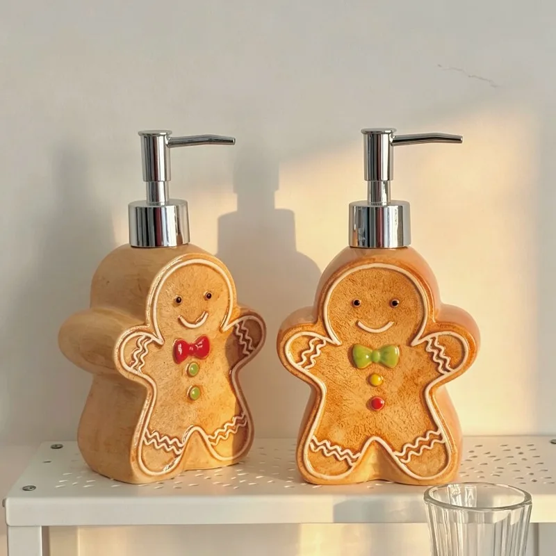 Cartoon Cookie Character Ceramic Lotion Bottle Bathroom Accessory Shampoo Dispenser Pump Soap Dispenser Hand Soap Bottle Modern