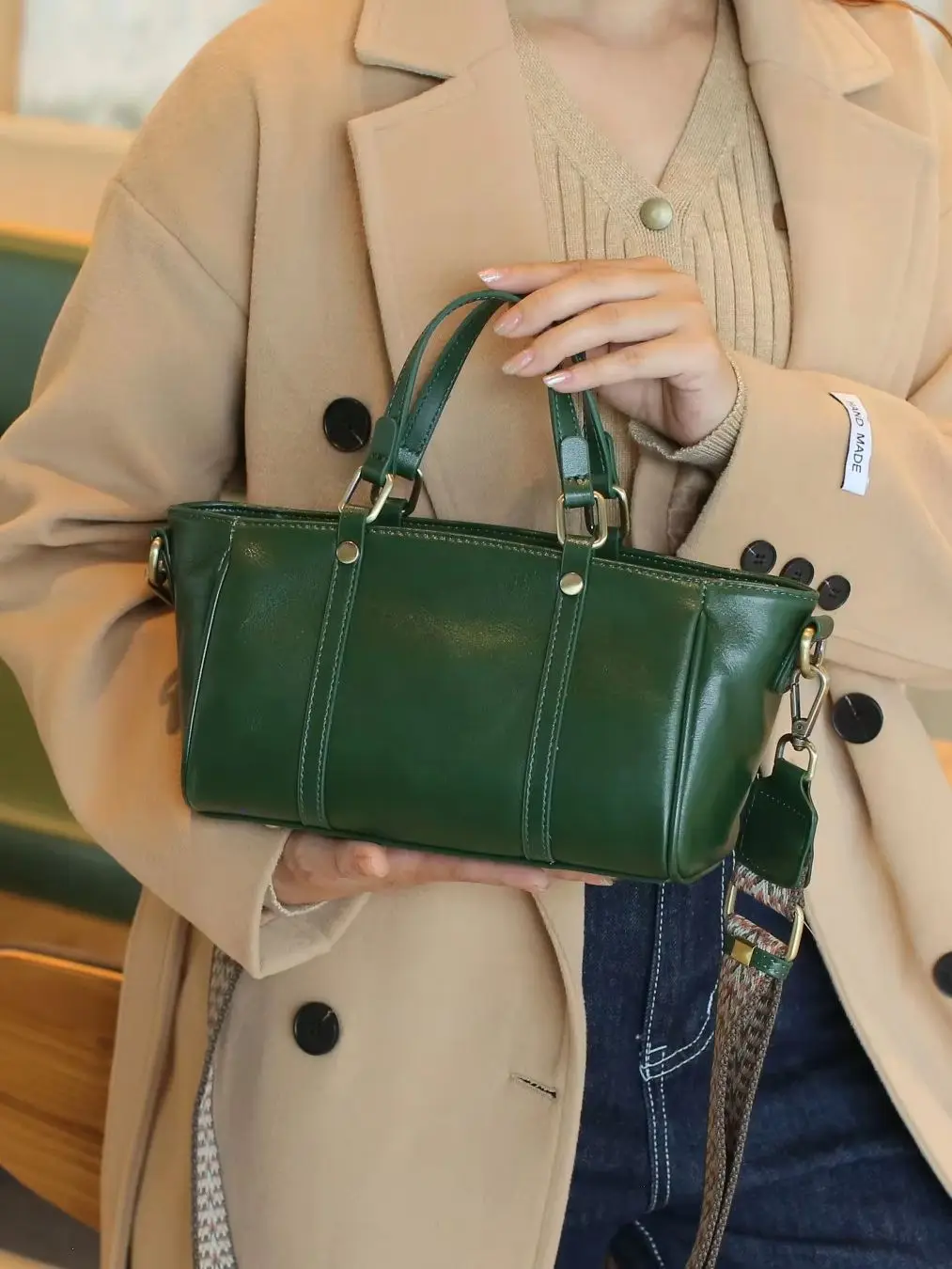 

Натуральная кожаная женская сумка через плечо класса люкс от дизайнерского бренда, дамская сумочка из воловьей кожи для женщин