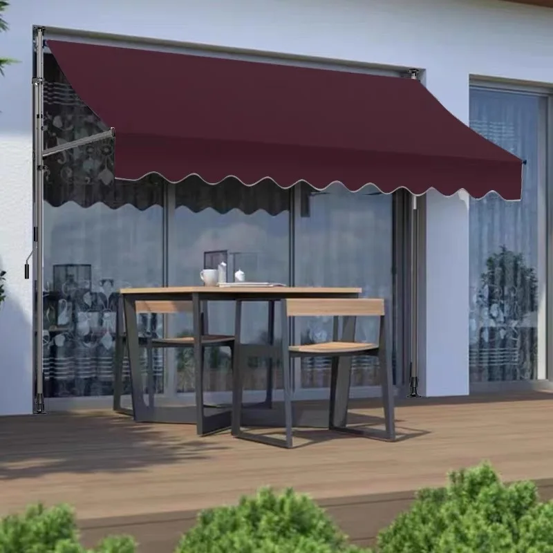 Store awning non-punching folding telescopic canopy outdoor sun umbrella open-air courtyard household hand-cranked balcony curta