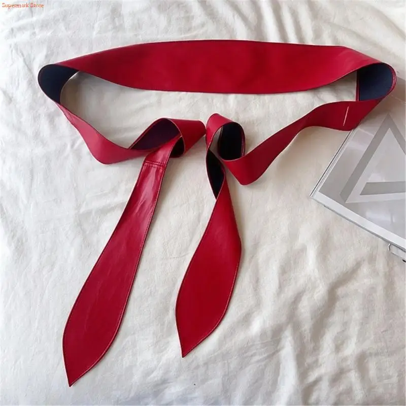 Q5WE Delicate Wide Cinches Belt for Dress Multicolored Belt Tie Wrap Oversize Obi Belt Color for Dress Shirt