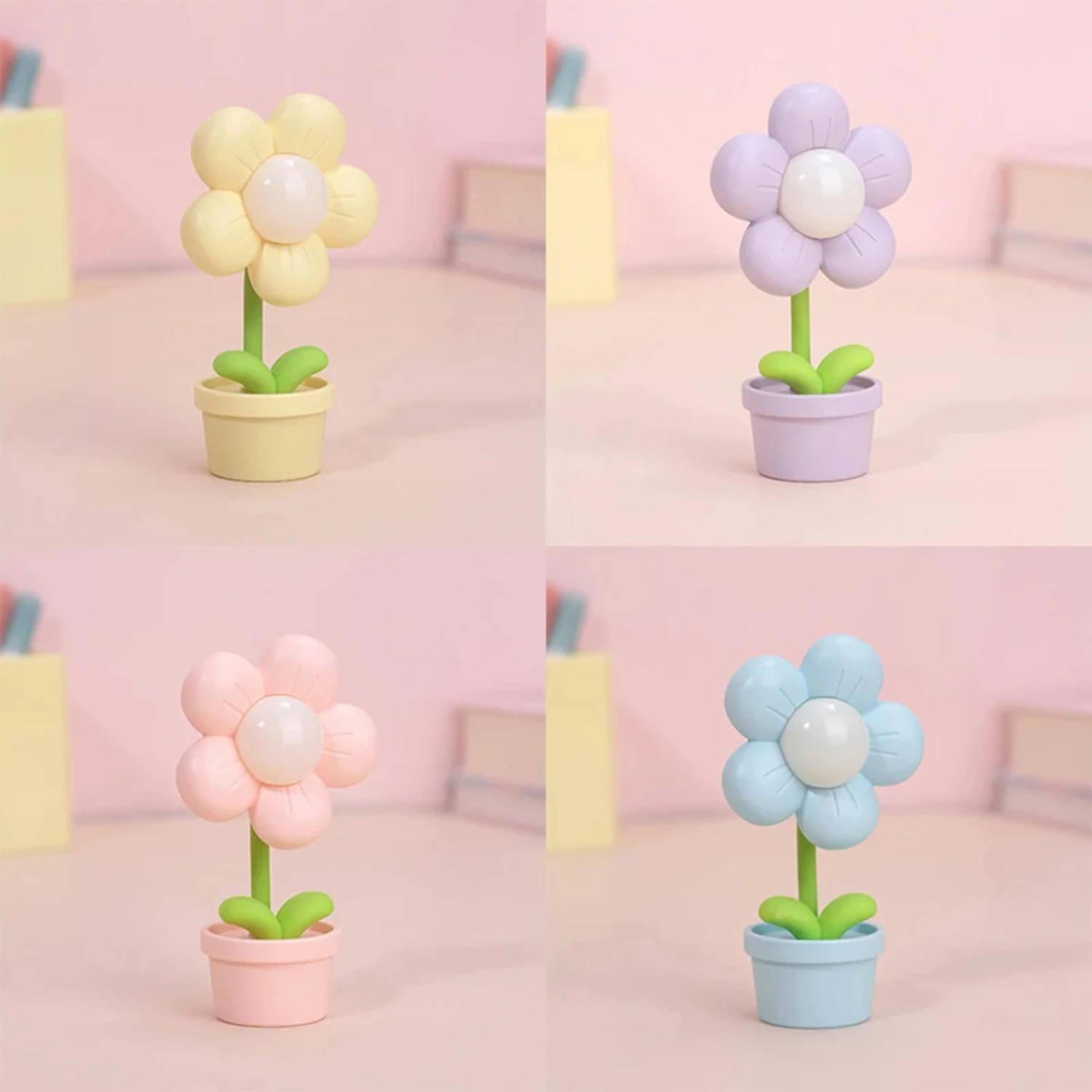 New Mini LED Flower Night Light Cute Small Table Lamp Desktop Ornament Bedside Bedroom Ambient Lights Children Toy Kids Holiday