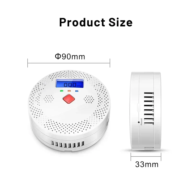 Tuya-Detector de monóxido de carbono con Wifi, dispositivo con pantalla LCD, alarma de 70dB, sonido CO, Sensor de gas, equipo de protección de