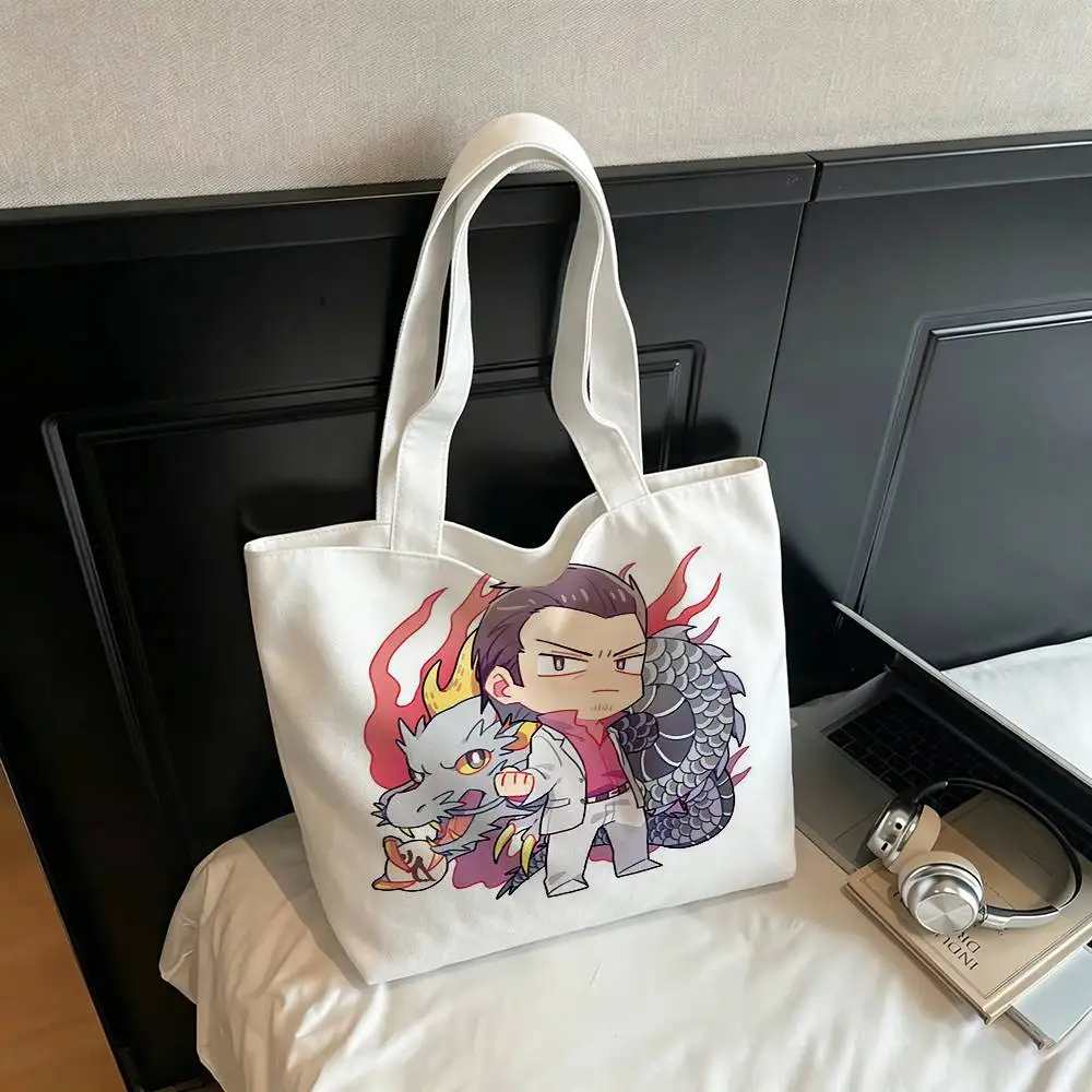 Kiryu L-Like A Dragon Yakuza  Printed Canvas Tote Bag Shoulder Bag Commuter Mommy Shopping Bag