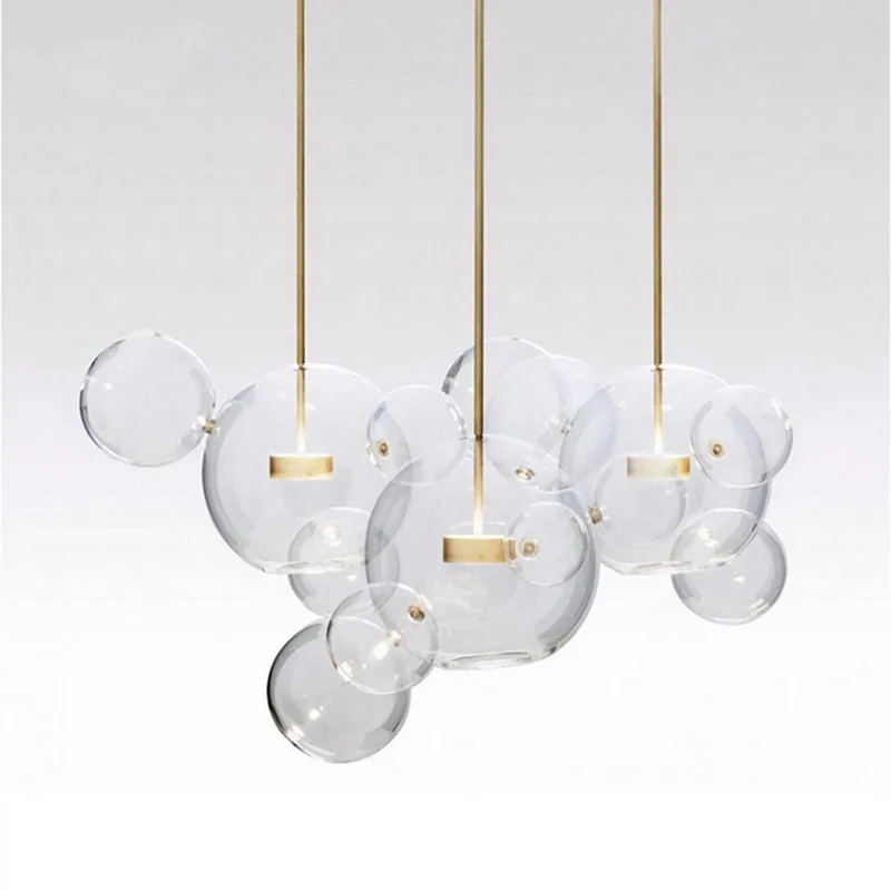 

LED Postmodern Iron Glass Bubbles Golden Chandelier Lighting.Chandelier LED Lamp.LED Light For Dinning Room Foyer