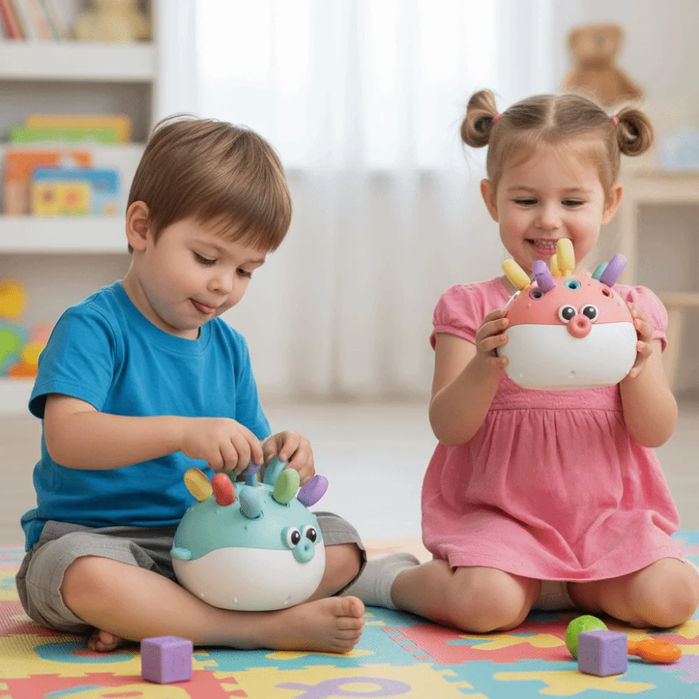 Puzzle d'entraînement focalisé en plastique, jouets d'insertion de poisson poule Montessori, jouets pour enfants, apprentissage de l'éducation précoce