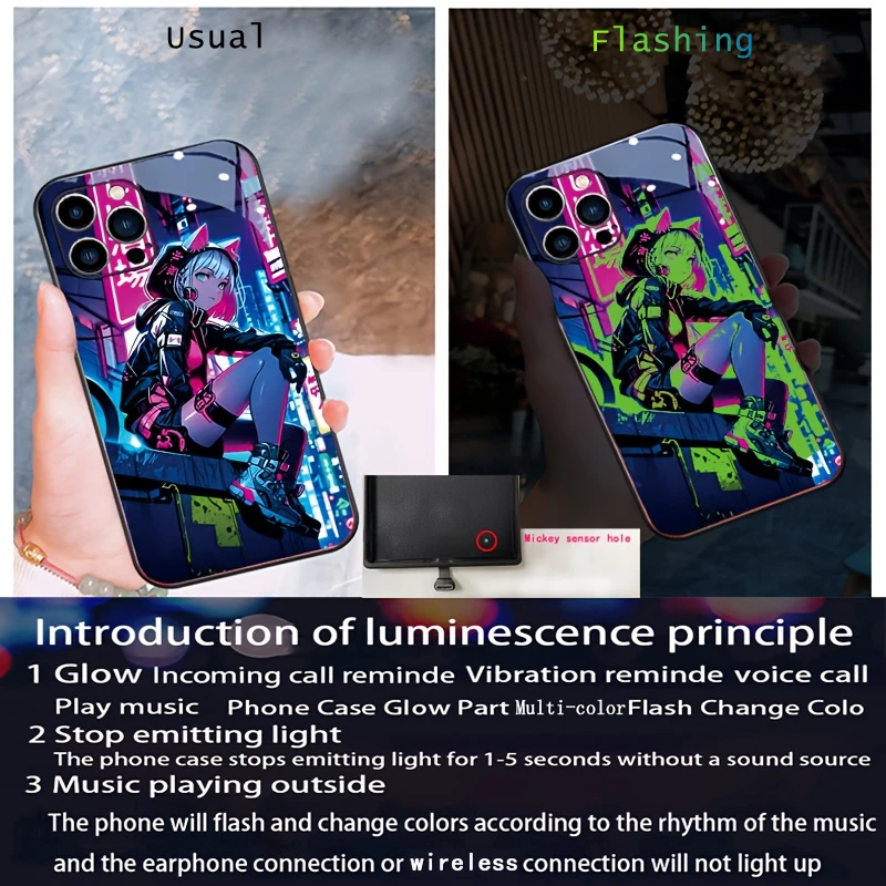Neonowe Etui z Kocimi Uszami, Kolorowe, Świecące LED, na Samsung S25 FE Edge S24 S23 S22 Ultra Plus S21 Zfold 7 6 5, Fajne Fundas — zdjęcie produktu 3