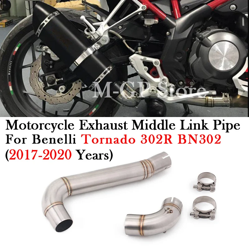 Tubo de Escape para Motocicleta Benelli Tornado 302R BN302 2017 2018 2019 2020, Modificación de Escape, Silenciador de 51 mm, Tubo de Enlace Medio