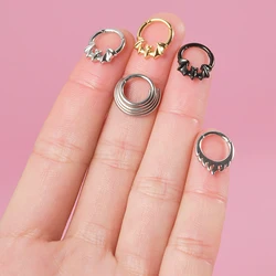 1PC 316L Surgical Steel Septum Clicker Flame Hinged Hoop Nose Ring Bat Tragus Cartilage Daith Piercing Helix  Earring Jewelry