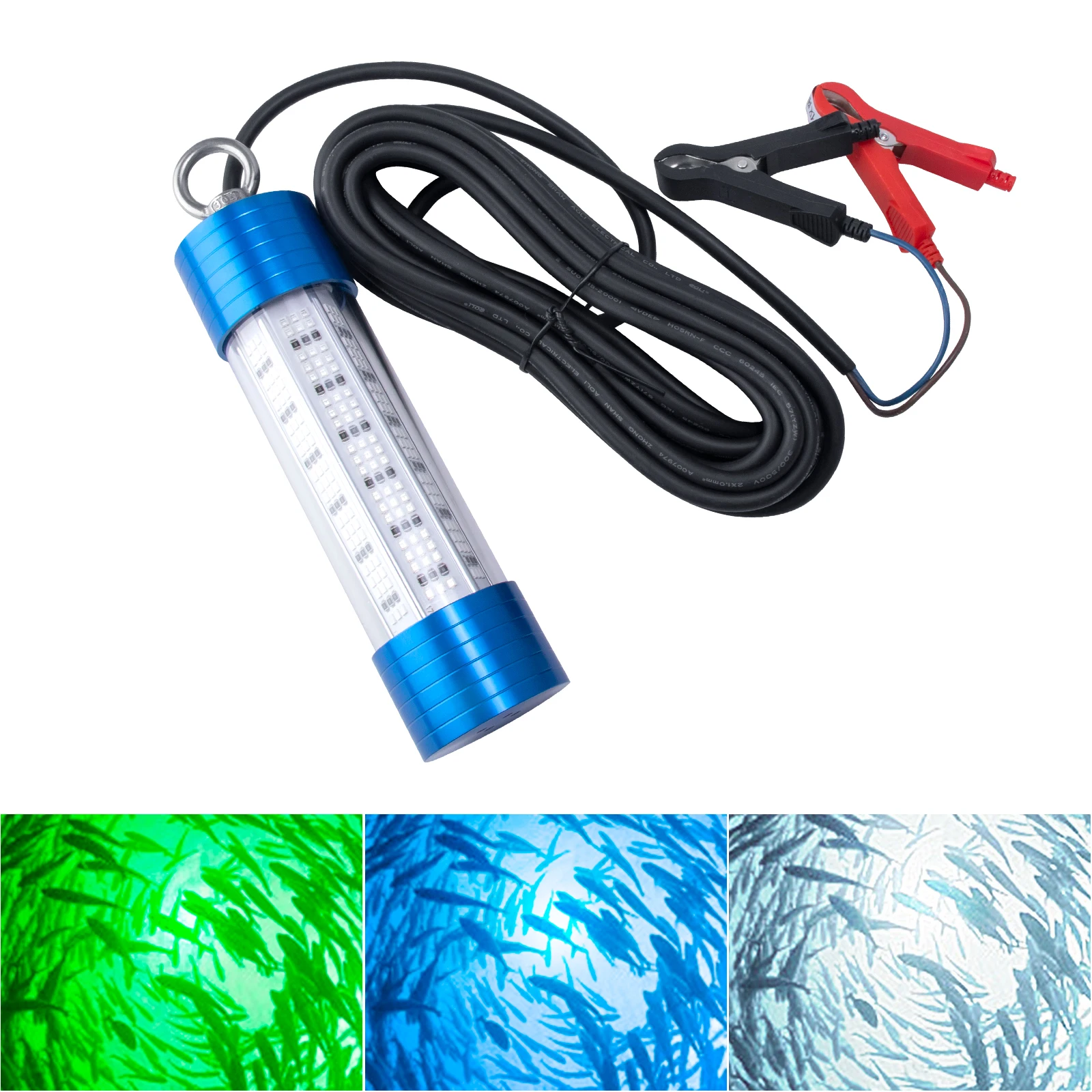 

150W 12V Underwater Fishing Light IP68 Waterproof 15000 Lumens Fish Finder Lamp Attracting Bait Submersible with 23ft Cord