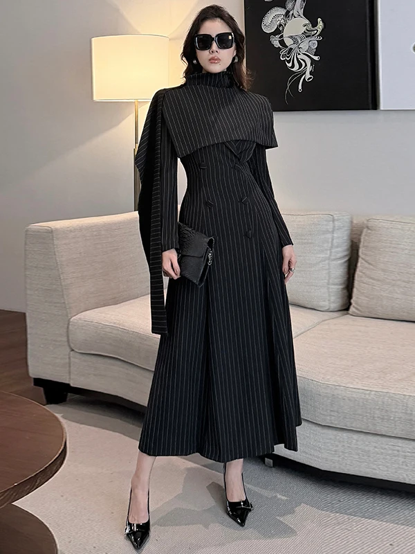 

High Waist Coat Dr Ele Slimming Double Breasted Suit Long Dr Beautiful Dr Autumn Winter Long Dr for Important...