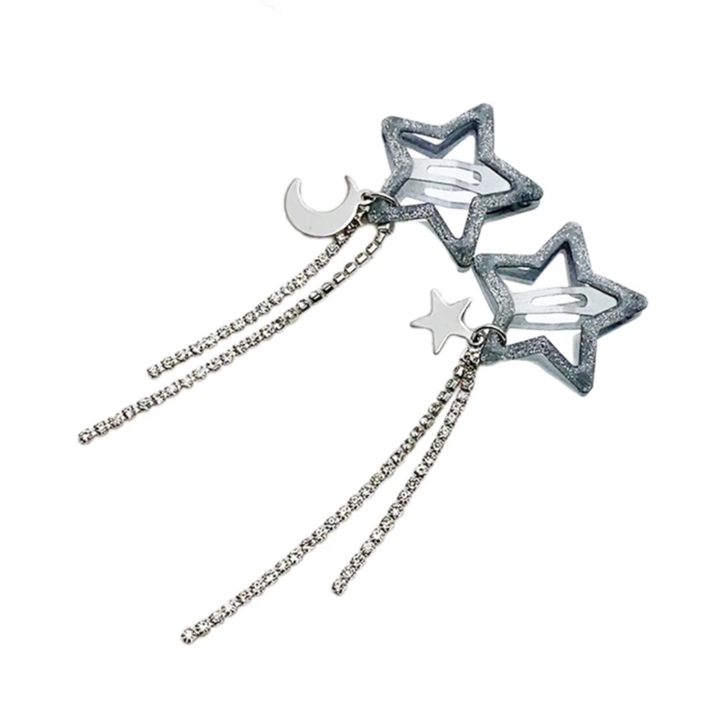 Pack of 2 Unique Five Pointed Star Hairpin Fashionable Headpiece Hair Barrette Star Hair Clip Suitable for Daily Wear