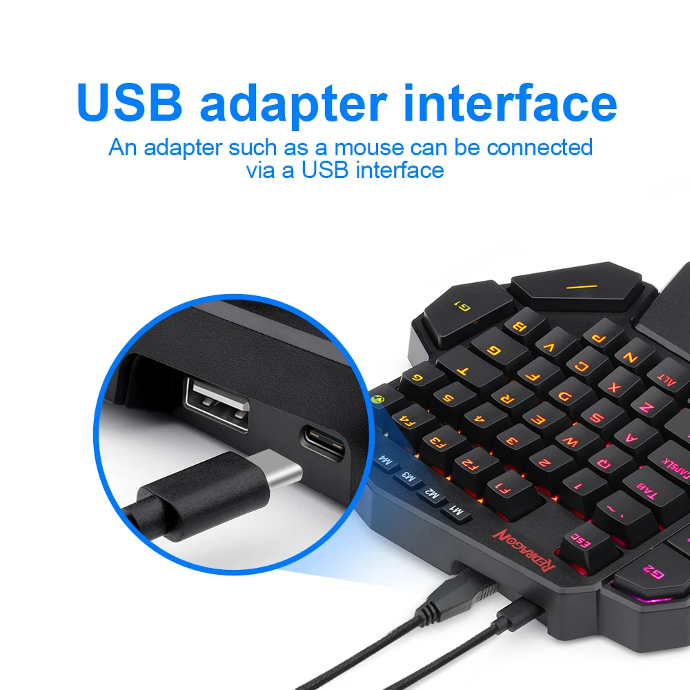 REDRAGON-Teclado mecánico para juegos DITI K585, teclas RGB de 42 teclas para una mano, interruptor azul, 7 teclas Macro programables para juegos FPS LOL/PUBG