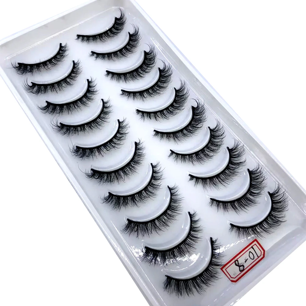 AMSDCN Künstliche Kurze Nerz-Wimpern, Natürlich Dramatische Falsche Wimpern, 10 Paar 3D-Wimpern für Make-up – Detail 26