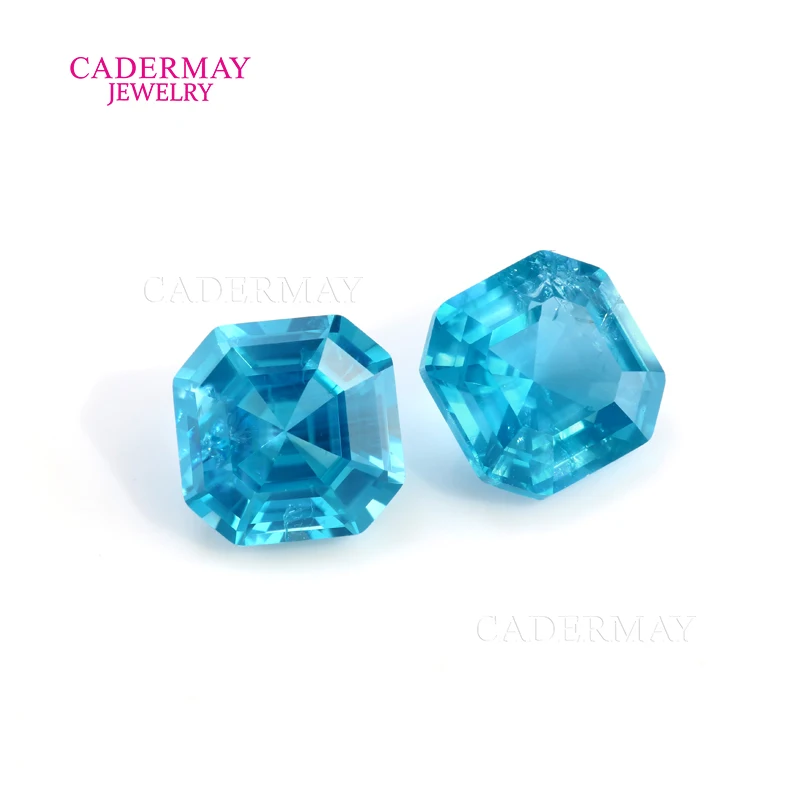 

AGL Certificate Inclusions Lab Sapphire 6mm Asscher Shape Aquamarine Blue Synthetic Sapphire Loose Gemstone for Jewelry Making