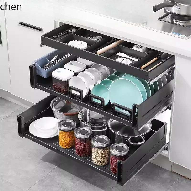 Directo de Fábrica 2026 Top LXC Cesto para Armario de Cocina, Cesto para Tazones, Tipo Cajón de Tres Niveles, Tazón para Almacenamiento C