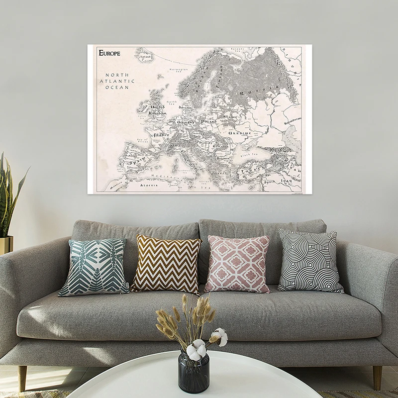 Vintage mapa europejska 120*80cm włóknina plakat artystyczny bez ramki drukuje biuro wystrój domu klasa szkolne