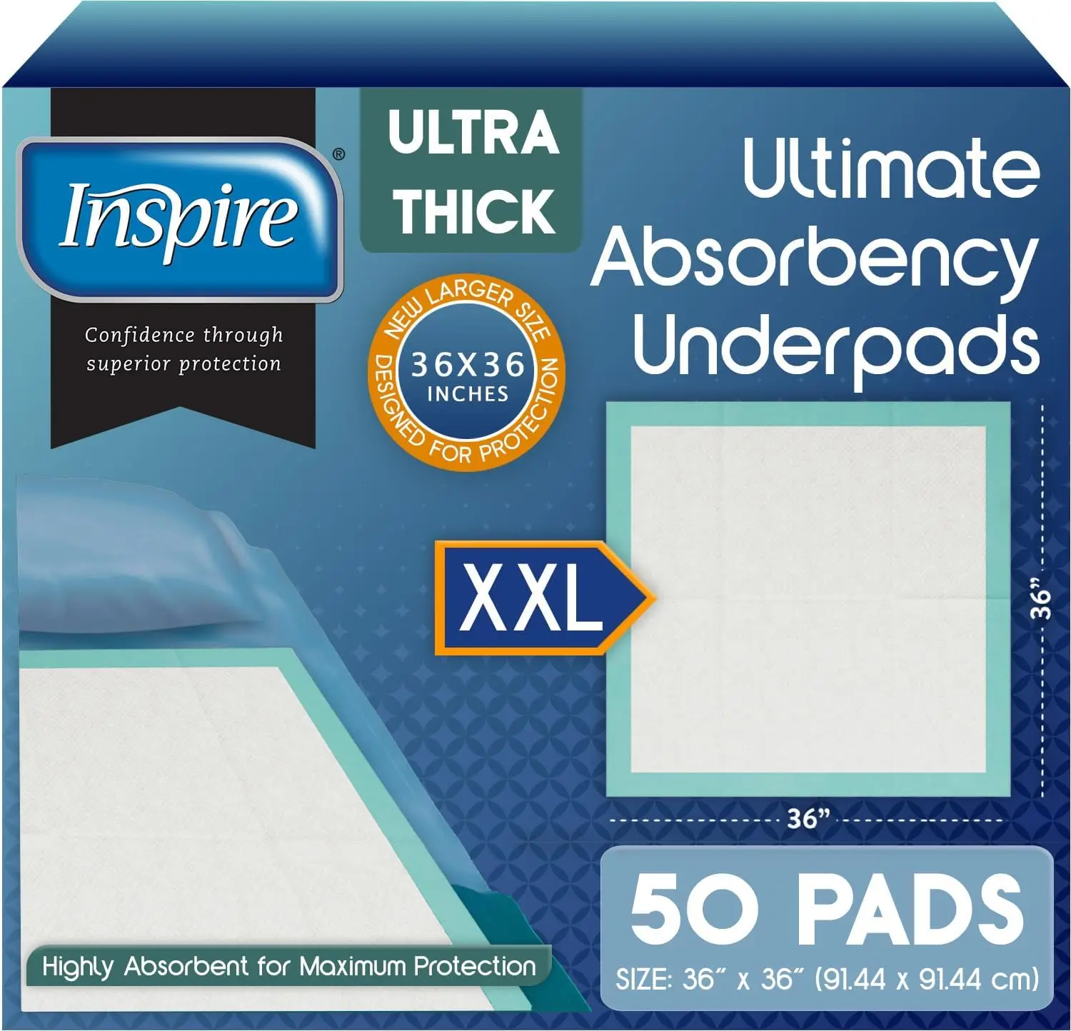 

Супервпитывающие одноразовые пеленки для взрослых при хронической недержании, ультратолстые (91,4 x 91,4 см, упаковка 50 шт.)