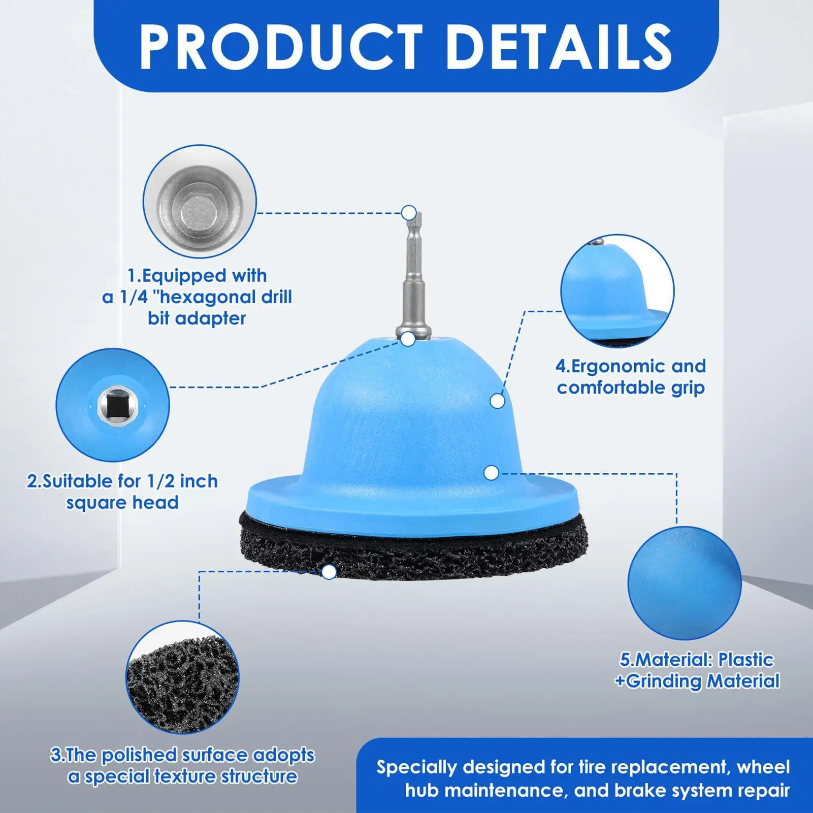 

Очиститель ступицы колеса Очиститель шпилек колеса с 1/2 драйвером для удаления ржавчины для замены автомобиля, трактора, автофургона, грузовика, прицепа