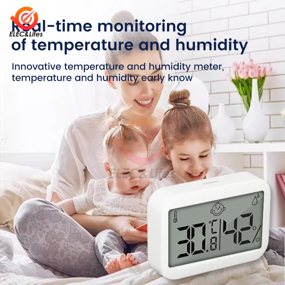 Indoor Household LCD Thermometer Digital Display Mini Temperature Humidity Meter Suitable for Homes Bedrooms Baby Rooms Offices