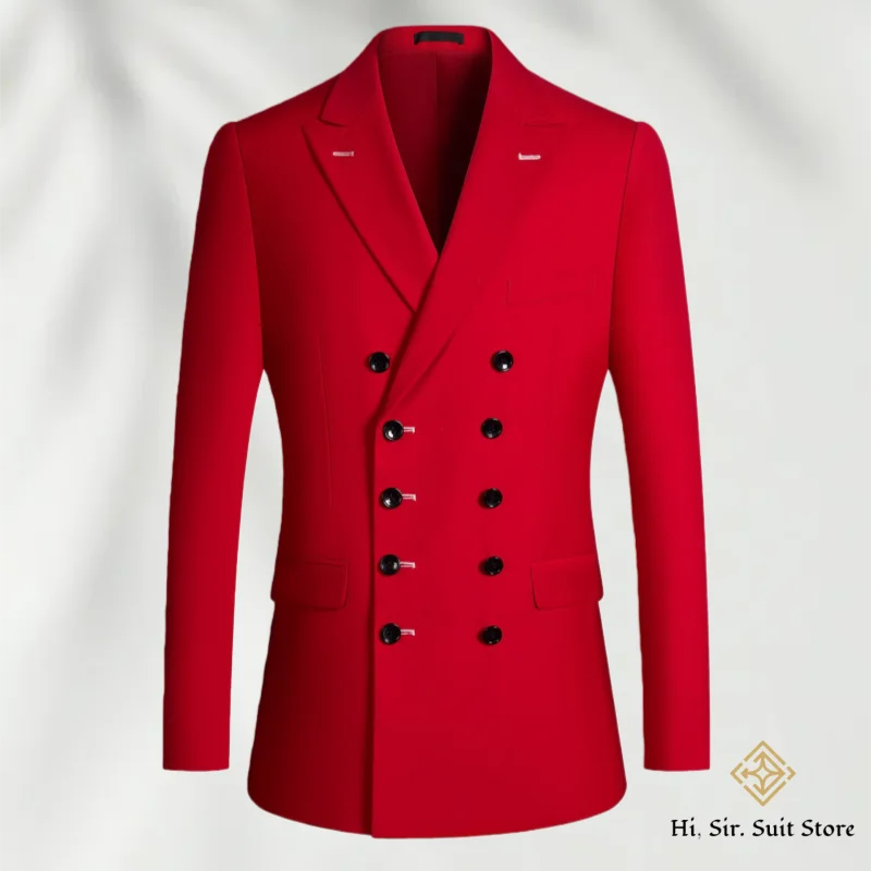 سترة بدلة رجالية مزدوجة الصدر، ملابس خارجية غير رسمية للأعمال الاحترافية، نمط تصدير أنيق، مقاس نحيف باللون الأسود الداكن العميق والرمادي