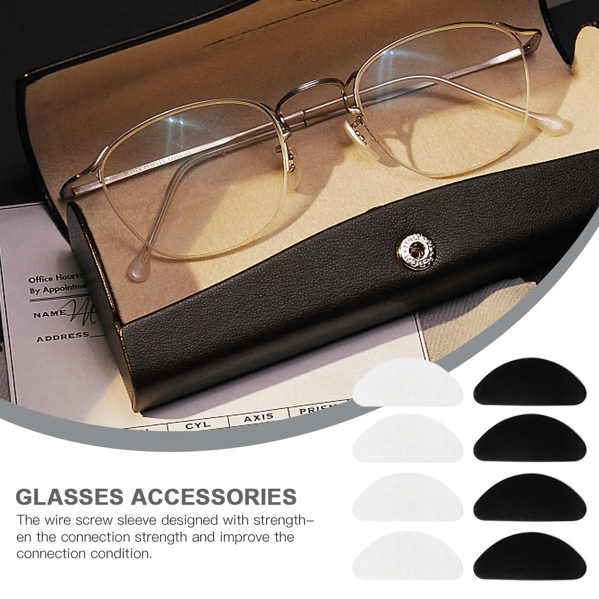 

16Pairs Nose Pads for Eyeglass D-Shaped Silicone Anti-Slip Non-Deformable Soft Fit All Frame Types Great Gift for Nearsighted