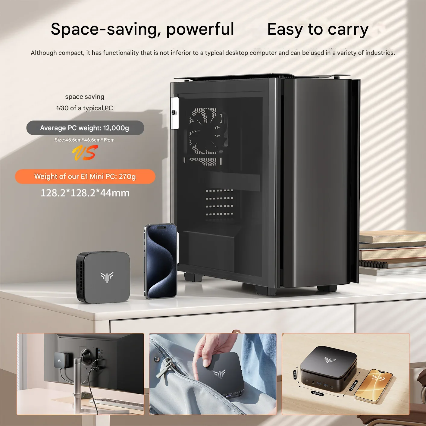 Premiere! ACEMAGIC P1 Mini PC 16GB DDR4 512GB SSD Gaming Micro Desktop Computer  AMD R3 4300U 4K Dual Display Small Form Factor