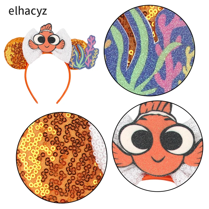 ديزني العثور على نيمو رباطات للنساء الكرتون كلوونفيش دوري هيرباند الاطفال آذان ميكي إكسسوارات الشعر فتاة مهرجان أغطية الرأس