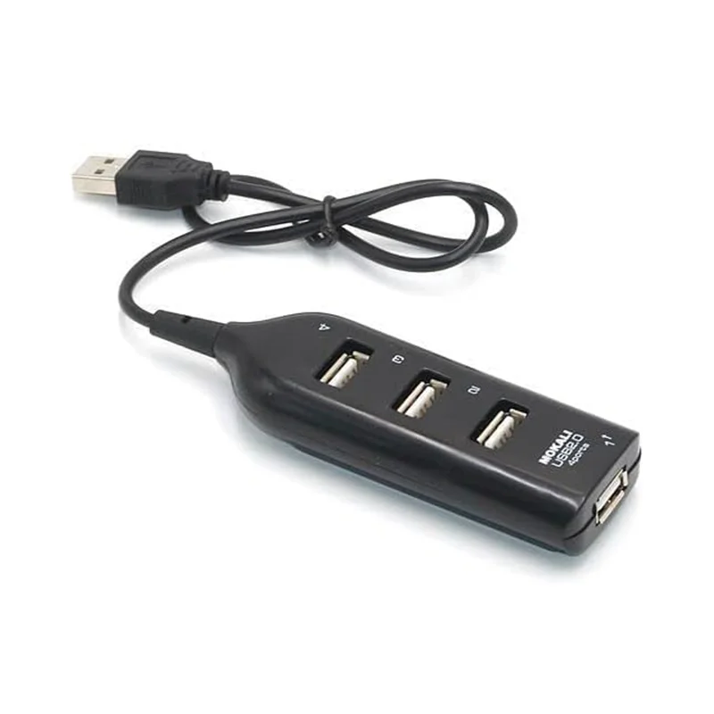 USB Hub 4 Ports 2.0, Mini 4 Ports kabelgebundener Adapter Schwarz Multi-Hub Splitter für Computer PC