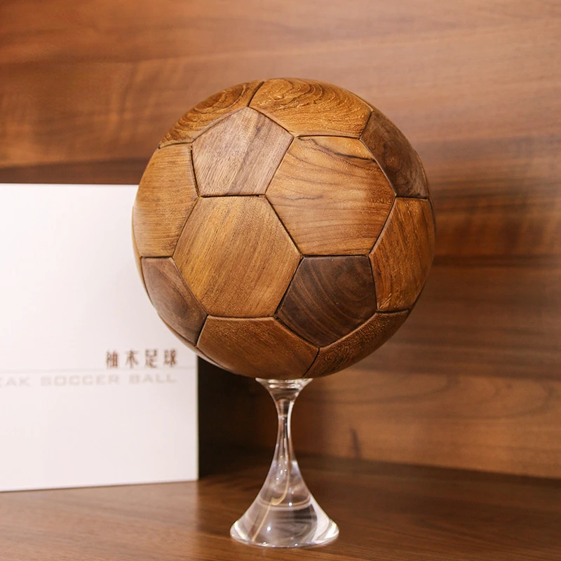 

Wooden tenon and mortise football Solid wood creative hand spliced black walnut wood ornaments Gift for fans