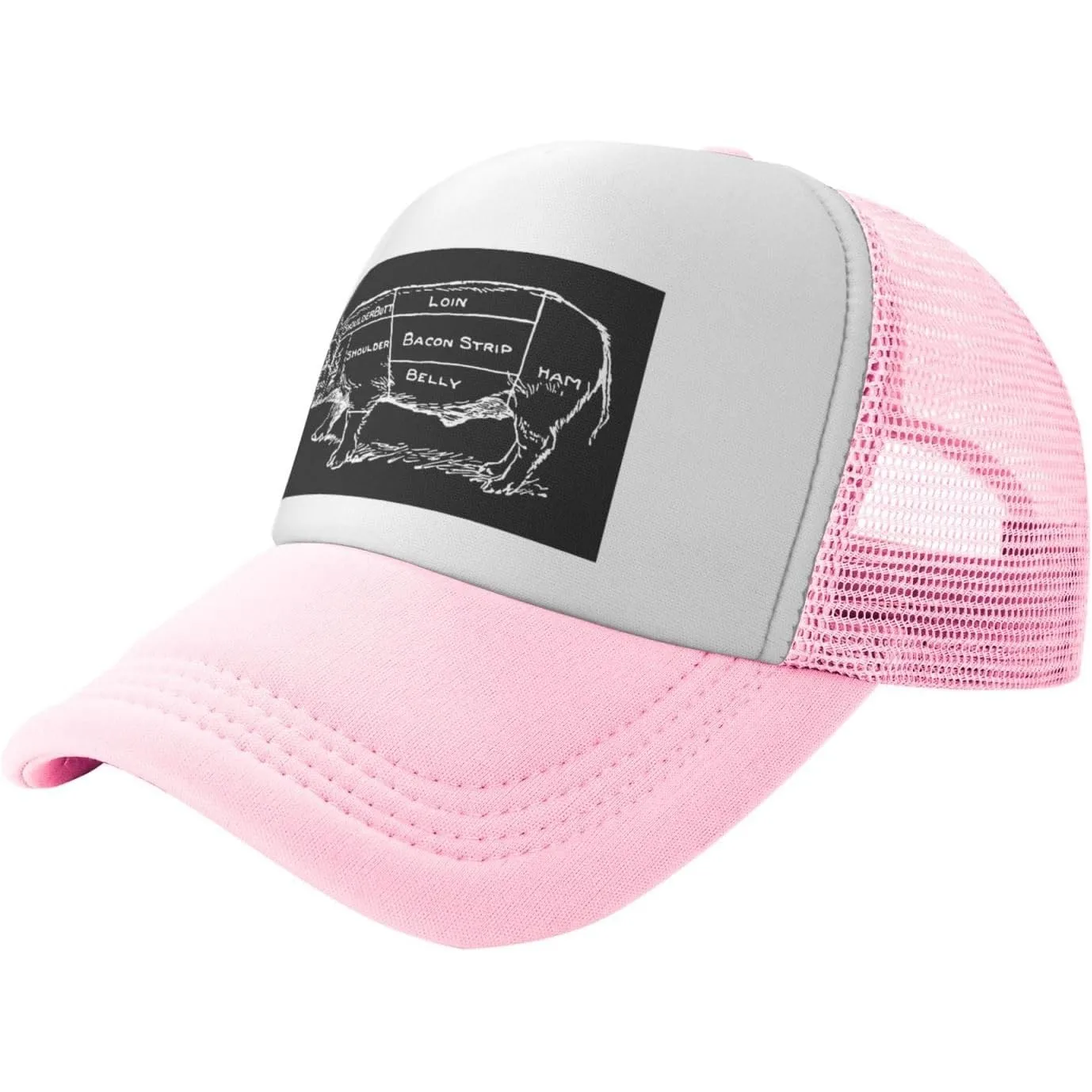 Pig Butcher Chart Trucker Hat Mesh Baseball Snapback Cap Casual Outdoor Adjustable