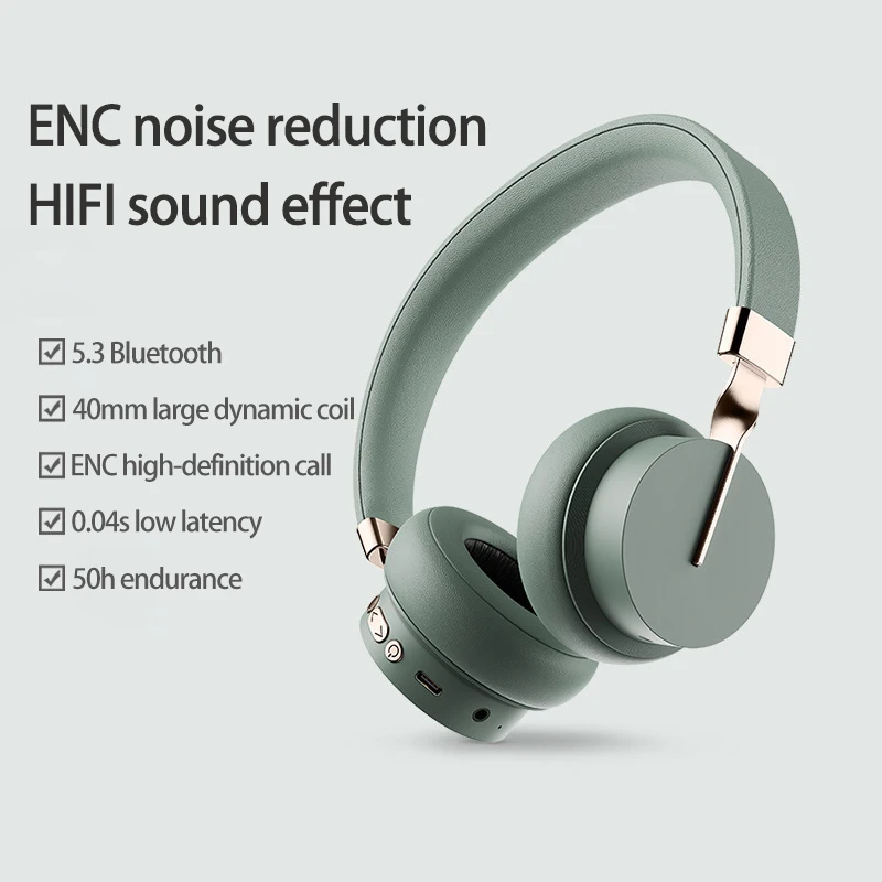 

Head-mounted ENC Call Noise Reduction HIFI Sound Effect Bluetooth Wireless Headset E-sports Game No Delay Computer Headset