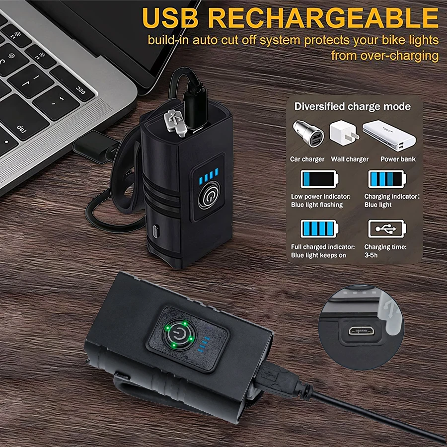 Front Bike Light USB Rechargea - Cycling Gear Charging Station recension och pris