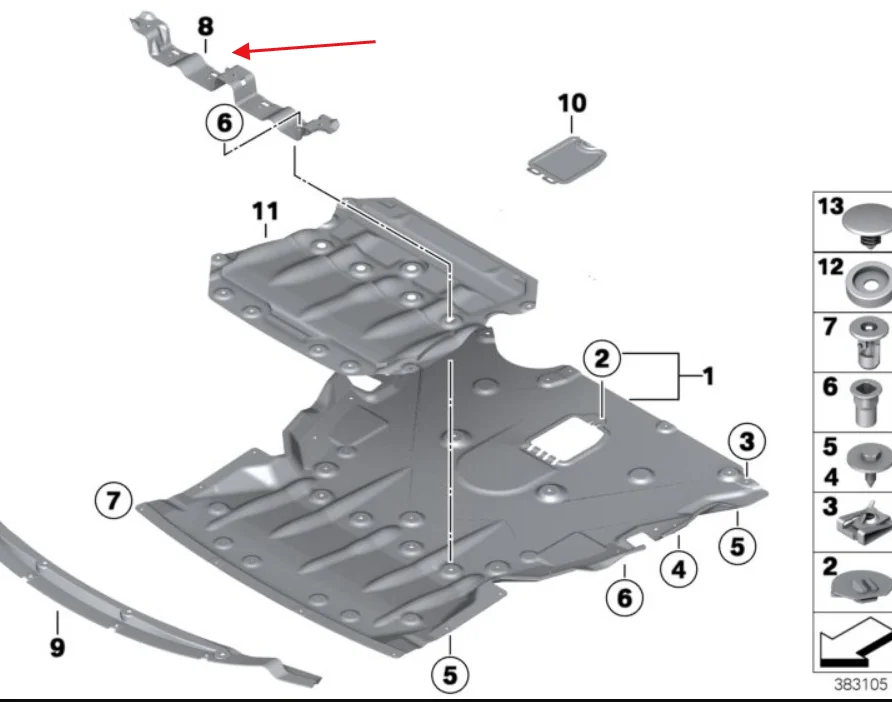 51757309591 COUPE F36 ENGINE UNDERBODY COVER HOLDER MOUNT for BMW 428i 430i F30 F36 F32 420i