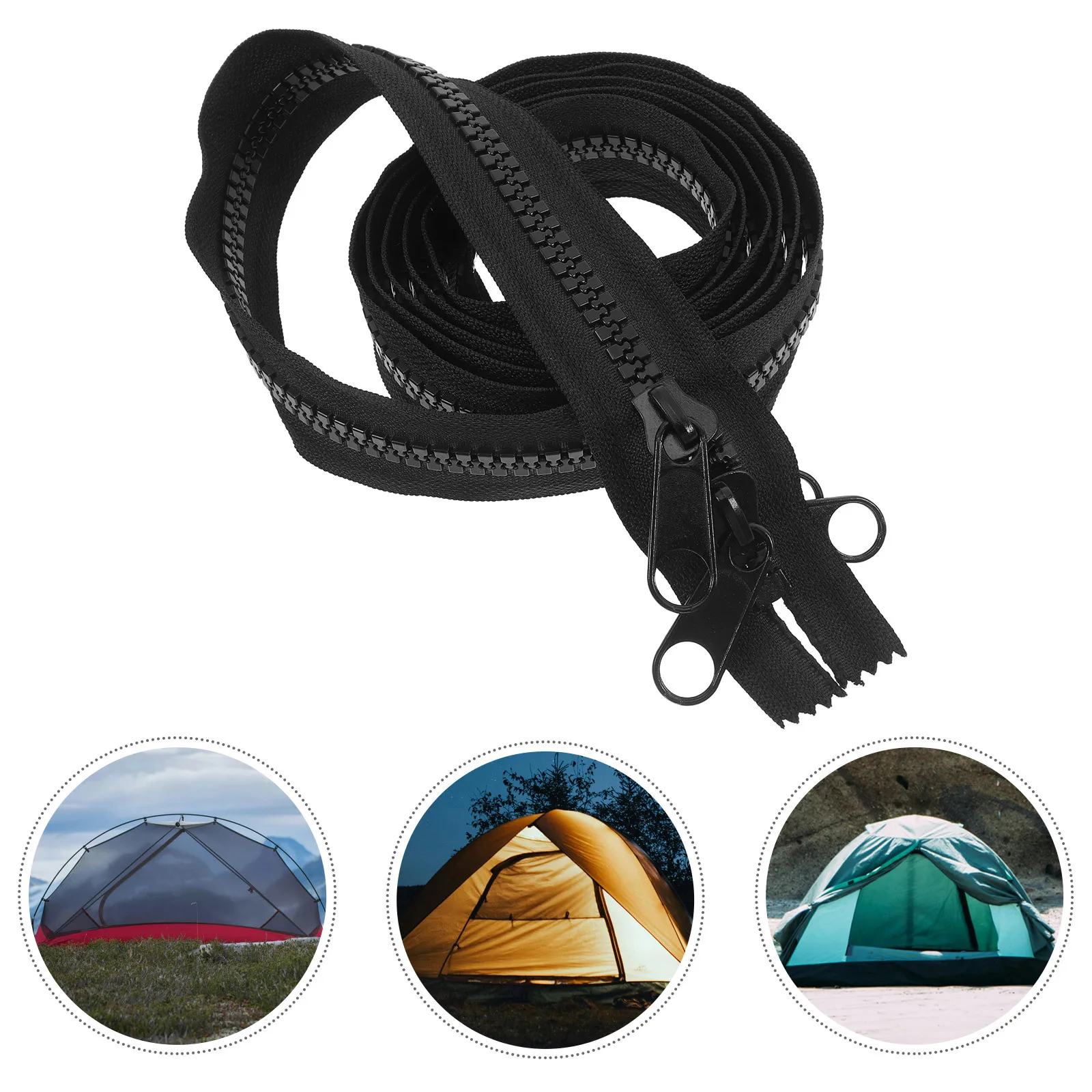 

2 Meters Heavy Duty Double Pull Tab Nylon Zipper for Canvas Covers Tents Boats Outdoor Gear Smooth Secure Closure