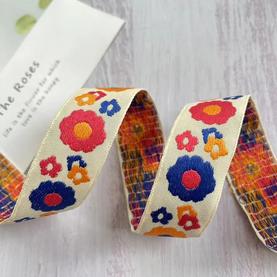 9 yards/lot Ethnic style webbing Woven Jacquard Ribbon classical Colorful flowers for Garment accessories  LS-3720 Width 2.8 CM