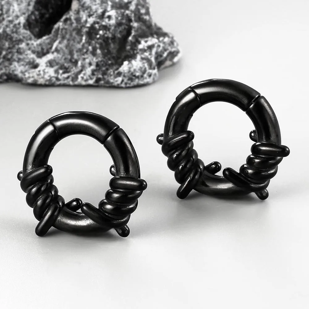 Twolobes 2PCS 316 Stainless Steel Round Ear Weights Hangers For Stretched Lobe Piercing Women Body Jewelry Gauges Tunnels