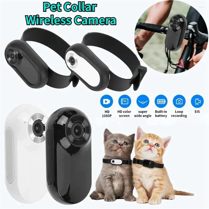 B04B-Pet Collar Camera USB Rechargeable HD 1080P LCD Display Pet Sport Camera Support Video And Photo Function For Cats