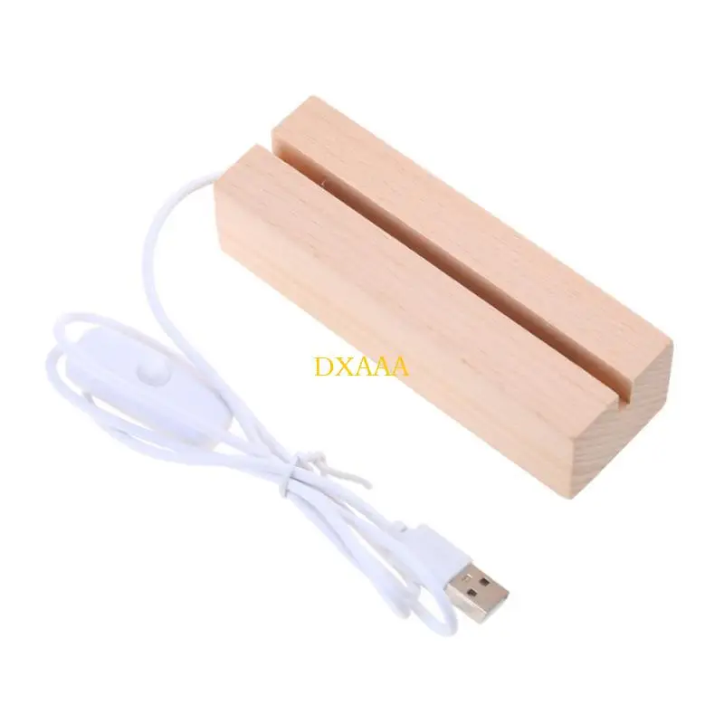 DXAA Rectangle Display Pedestal Led Display Base Crystal Wooden Lighted Base Stand Warm Color Resin Art Acrylic Stand