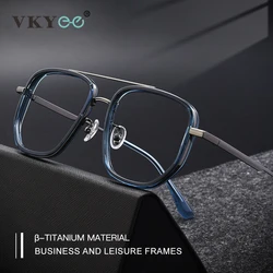 VICKY Ultra Lightweight Titanium Frame TR90 Retro Polygonal Eyeglasses Frames Anti Blue Light Glasses Customizable Prescription