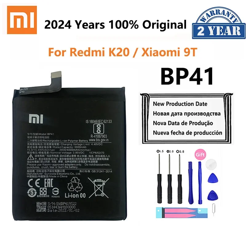 Original Xiao Mi Battery BP40 BP41 For Xiaomi Redmi K20 Mi 9T Pro Mi9T K20Pro 4000mAh High Capacity Phone Batteries Free Tools